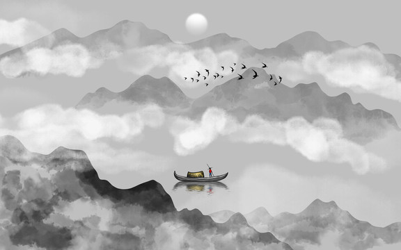 中國(guó)風(fēng)水墨山水畫