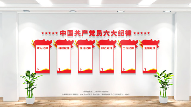 黨的六大紀(jì)律文化墻展板