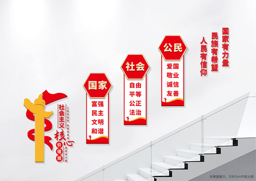 社會主義核心價值觀樓梯文化墻