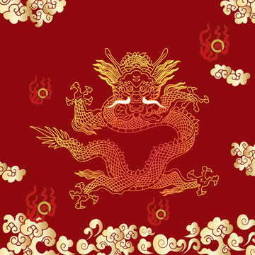 漸變矢量龍蛟線稿圖案