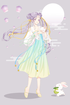 中秋漢服兔子