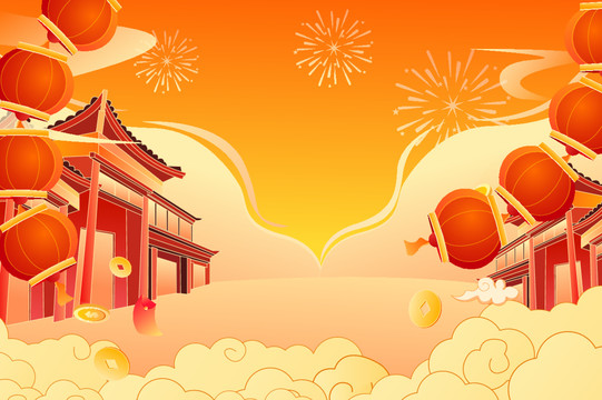 喜慶插畫背景