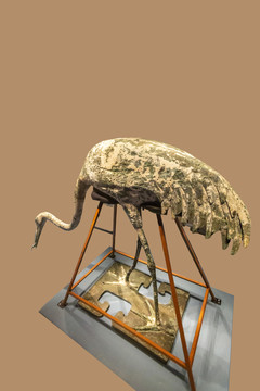 彩绘青铜水禽铜鹤