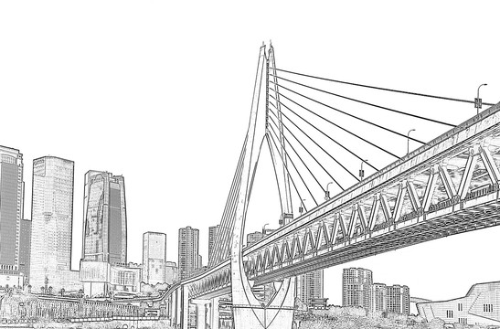 重慶千廝門大橋素描