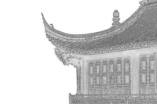 飛檐翹角樓閣素描