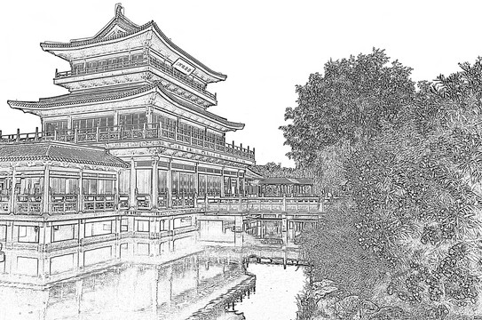 園林建筑素描