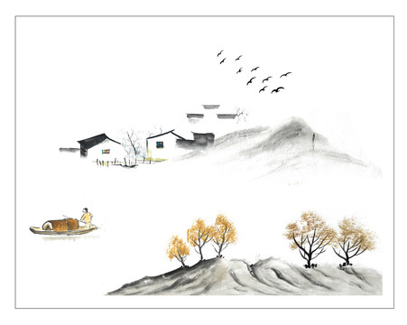 江南水鄉(xiāng)水墨畫