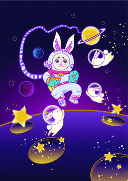 月兔登月插画