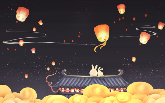 玉兔賞月