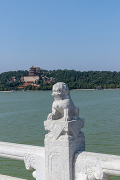 北京颐和园十七孔桥雕塑