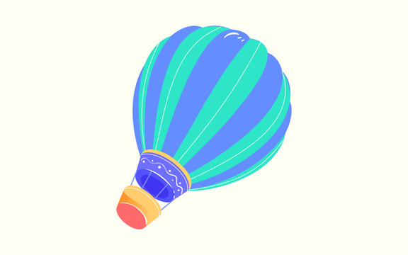 秋天热气球旅行天空飞行冒险插画
