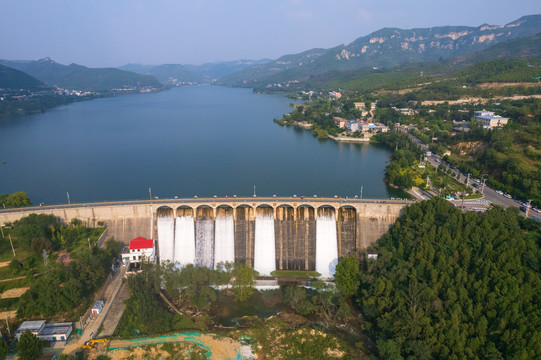 航拍济南锦绣川水库