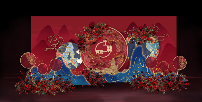 紅色中式婚禮效果圖