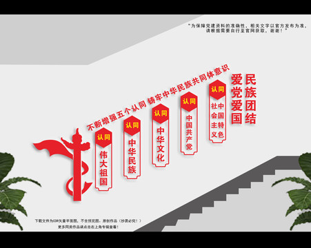 五個(gè)認(rèn)同樓梯文化墻