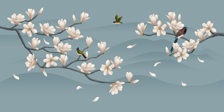 玉蘭花鳥圖