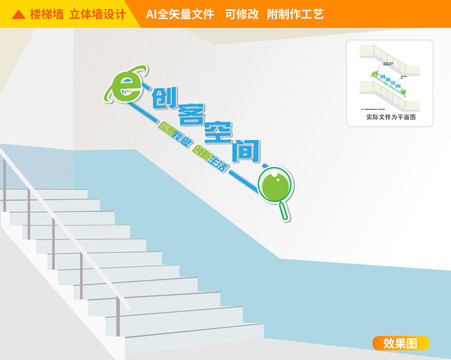 創(chuàng)客空間樓梯文化墻