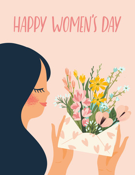 快乐妇女节女性收到花设计