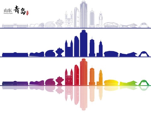 青島地標建筑矢量設計