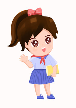 分層手繪小學(xué)生女孩