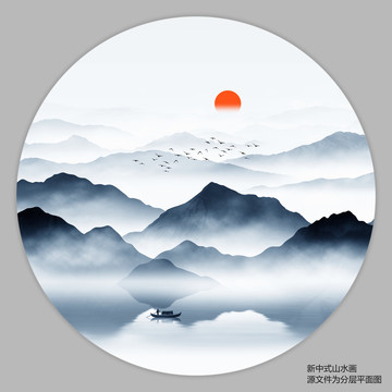 中式禅意山水画