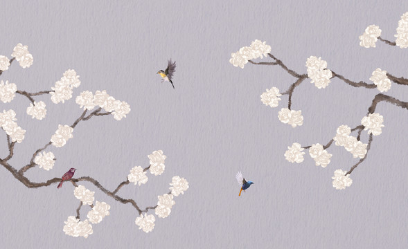 工筆花鳥墻紙