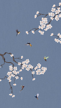 中式梅花花鳥圖