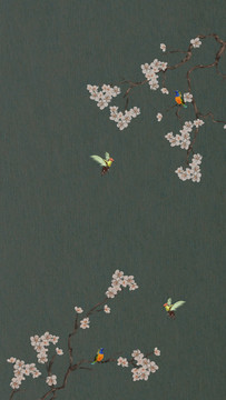 中式梅花花鳥屏風