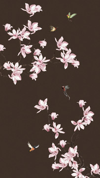 玉蘭花鳥屏風(fēng)