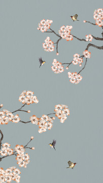 工筆花鳥梅花圖
