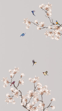 玉蘭花鳥屏風(fēng)