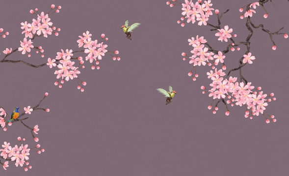 新中式花鳥壁紙