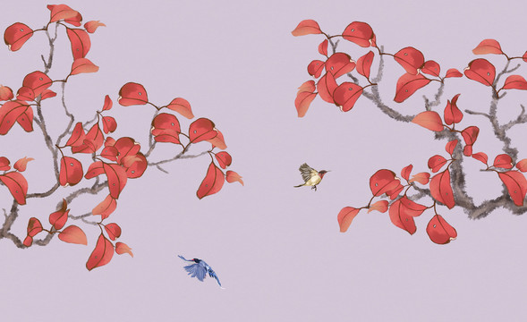 紅葉花鳥(niǎo)圖