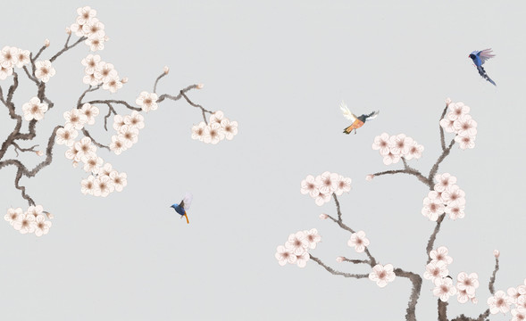 新中式花鳥(niǎo)梅花