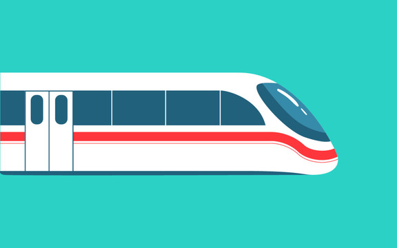 國慶假日出發(fā)旅游動車高鐵插畫