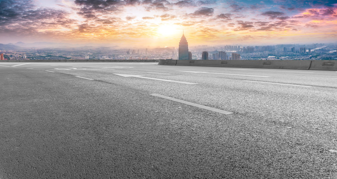 道路地面和建筑景观