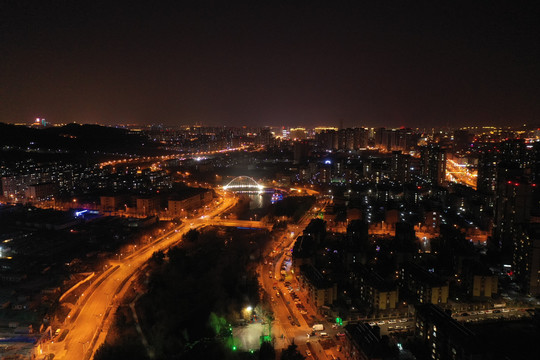 青岛李沧区城市风光夜景