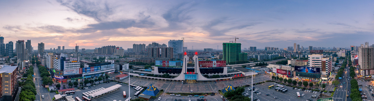 岳阳火车站航拍全景