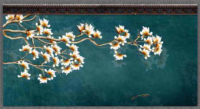 原創(chuàng)花鳥壁畫