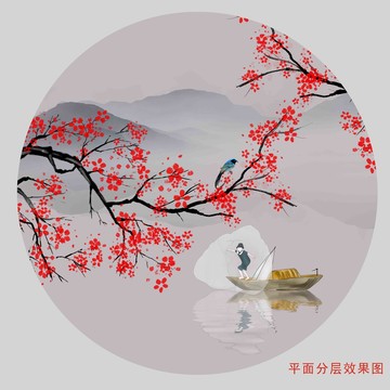 寫意水墨梅花掛畫
