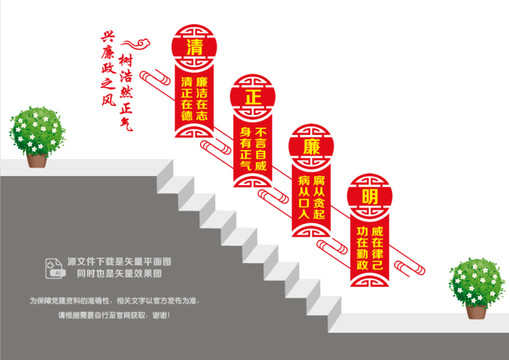 廉潔階梯文化墻