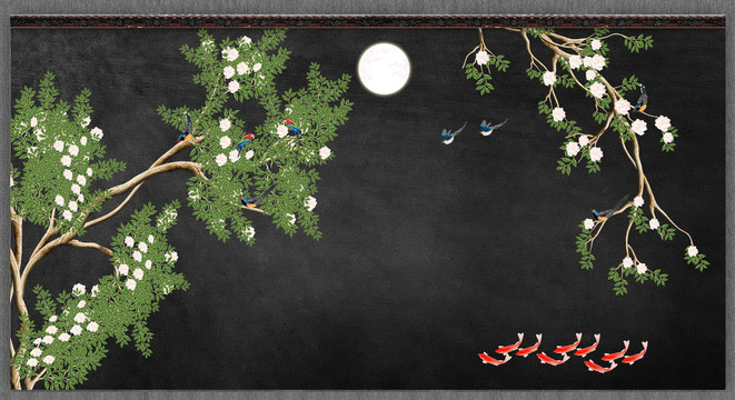 花鳥背景墻