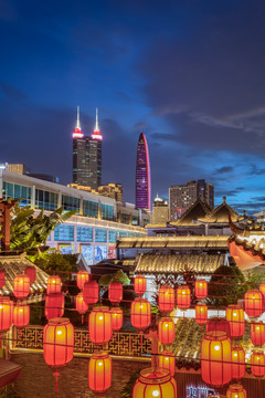 深圳罗湖区地标建筑夜景