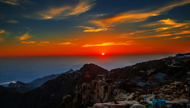 山东泰山日落