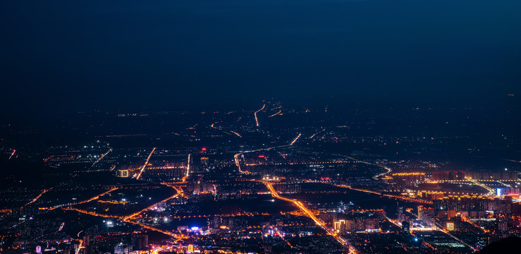 航拍泰安城市夜景