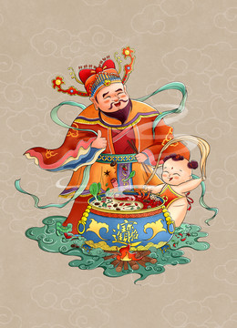 中国风财神插画