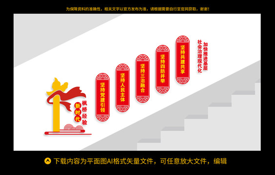 新时代枫桥经验楼梯文化墙