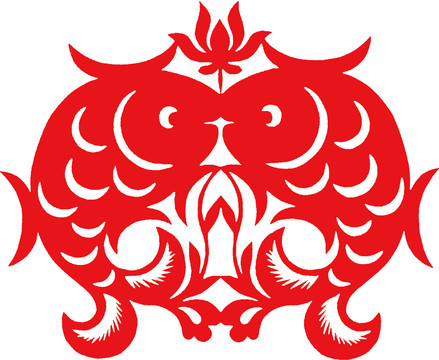 雙魚對稱剪紙