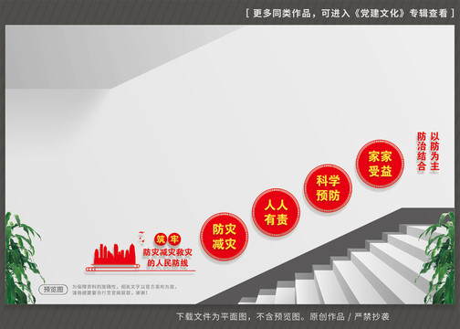 防灾减灾救灾楼梯文化墙