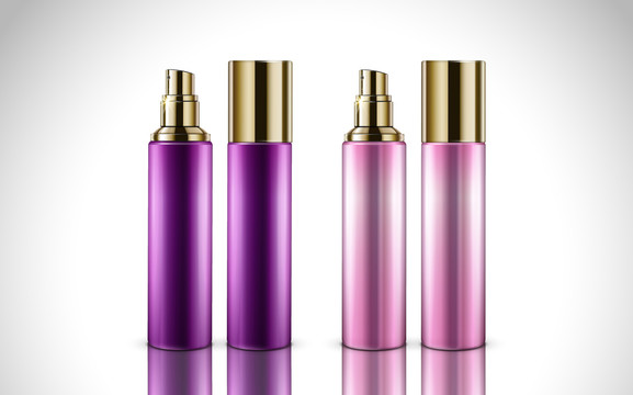 紫色粉色按压瓶设计