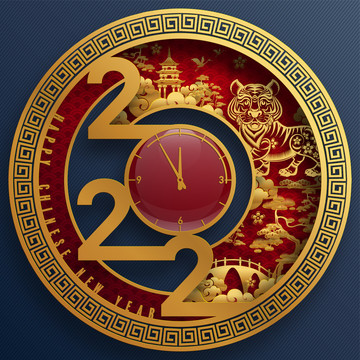 2022虎年鐘表創(chuàng)意插圖